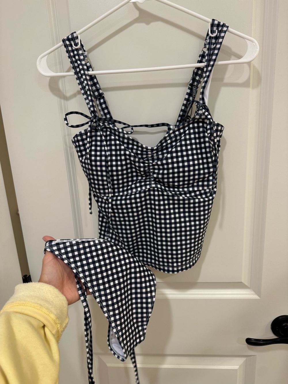 NWT zaful Black and White Gingham tankini set